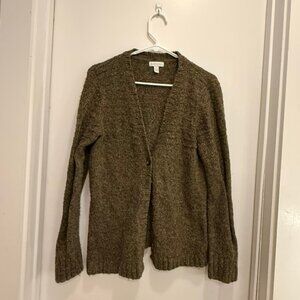 charter club cozy librarian green mossy cardigan sweater size medium